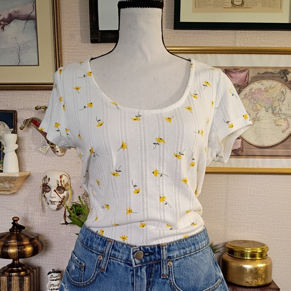 JIMMY KEY Yellow Floral Print Blouse
